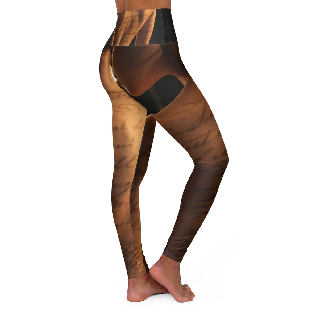 High Waisted Yoga Leggings - Scribed Shadows Moody... |...