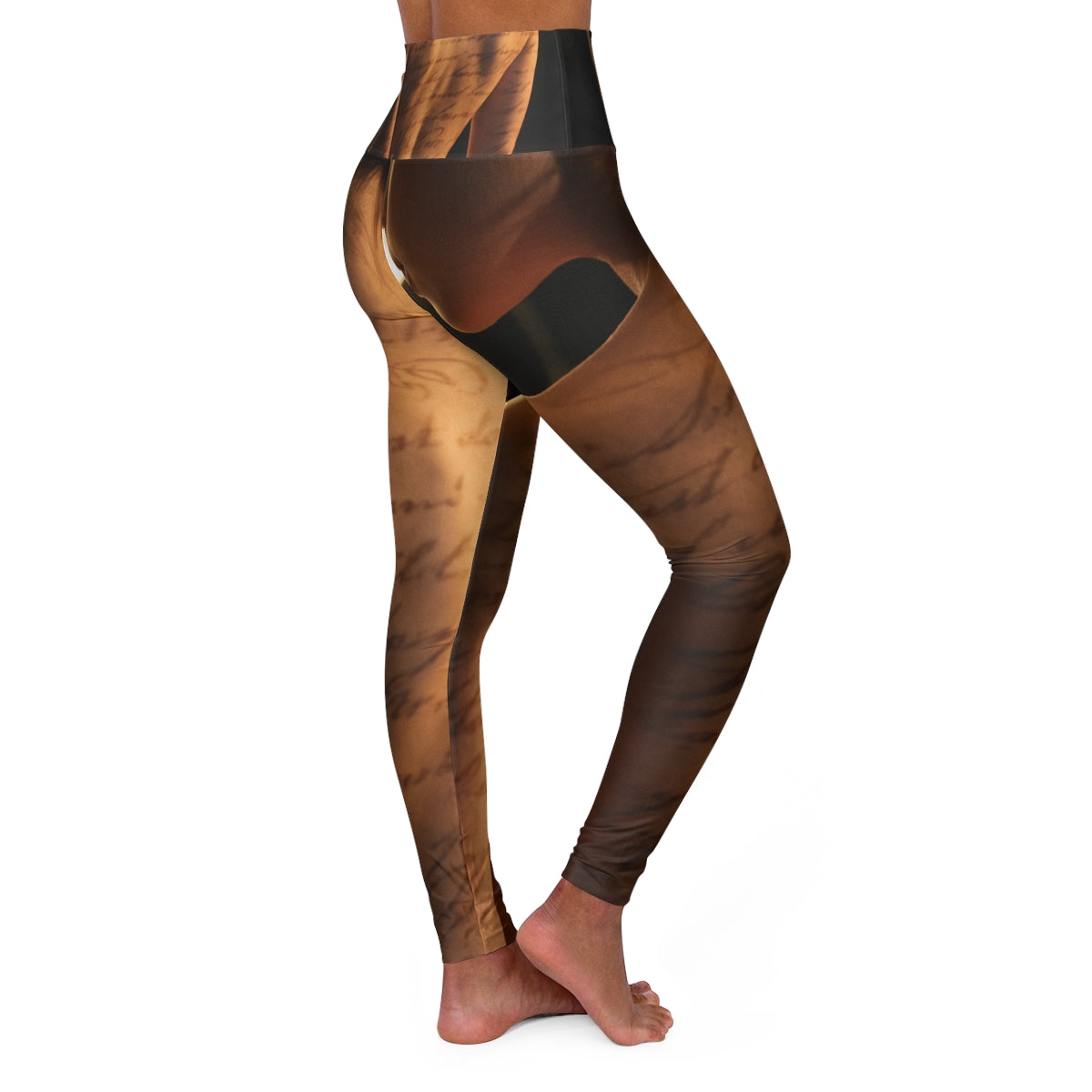 High Waisted Yoga Leggings - Scribed Shadows Moody... |...