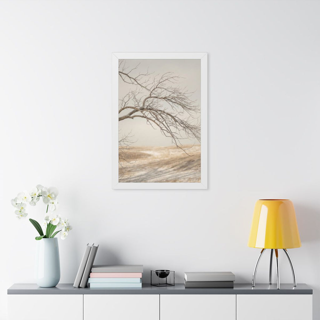 Framed Vertical Poster - Winter Branch Solitude Landscape —...