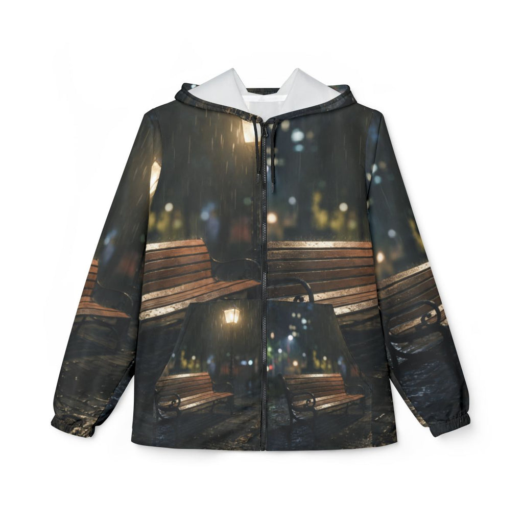 Rainy Park Bench Windbreaker Jacket