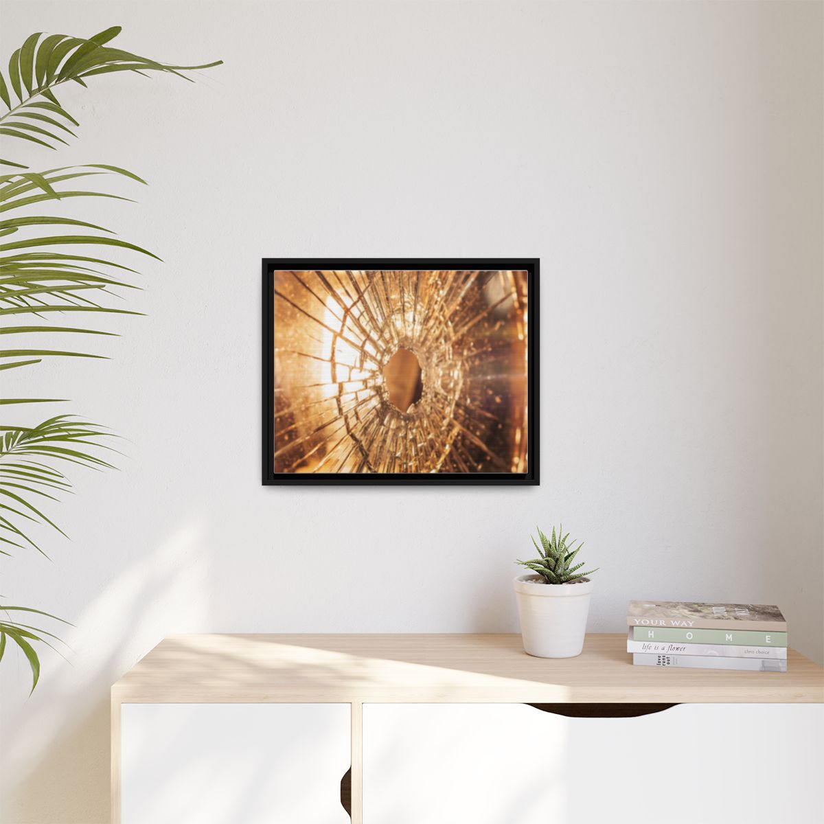 Matte Canvas, Framed - Golden Fractured Art — Black / 1.25"...