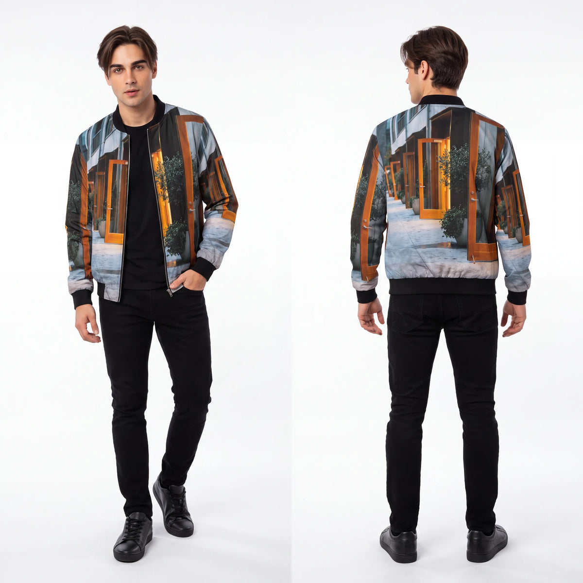 Men's Bomber Jacket - Twilight Promenade | Echovira Gallery