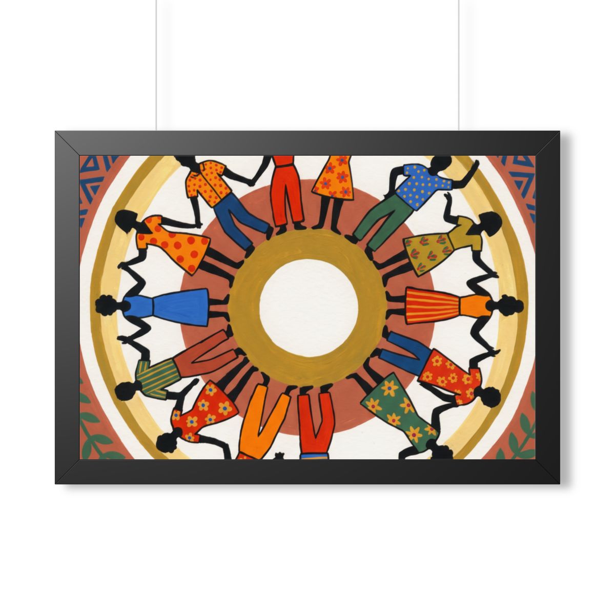 Framed Horizontal Poster - Unity Mandala Folk Art (14×11......