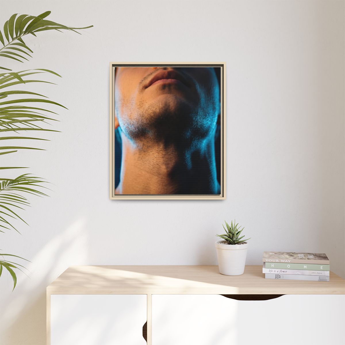Matte Canvas, Framed - Neon Shadows Cinematic Portrait Art...