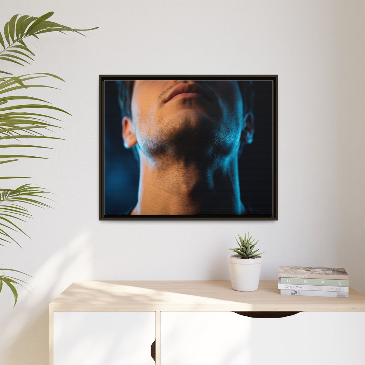 Matte Canvas, Framed - Neon Shadows Cinematic Portrait Art...