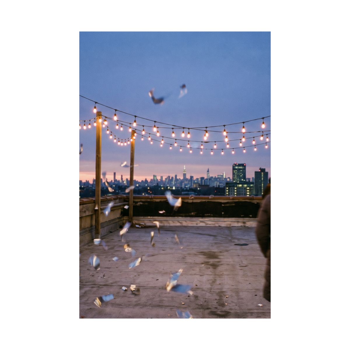 Matte Vertical Posters - Golden Hour Rooftop Gathering Art...