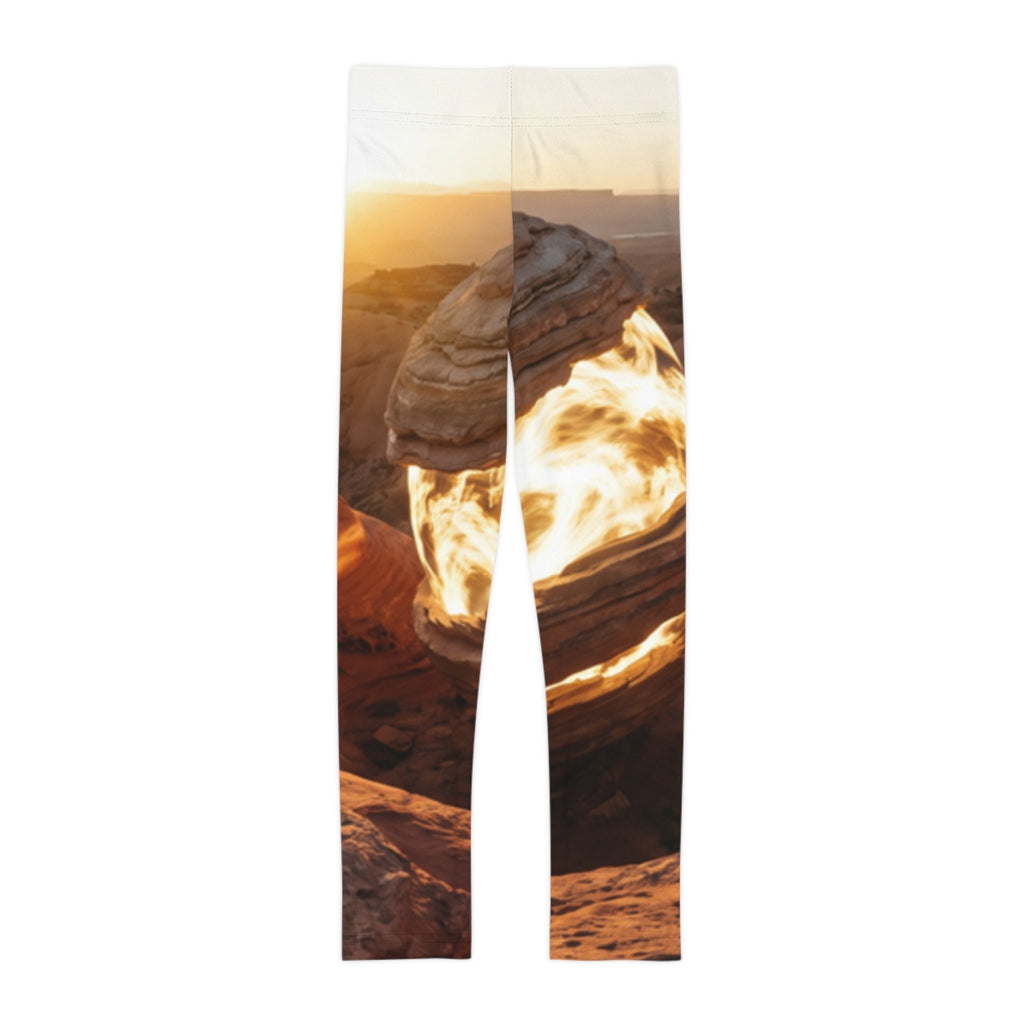 Kids Leggings with Desert Stone Sunset Art
