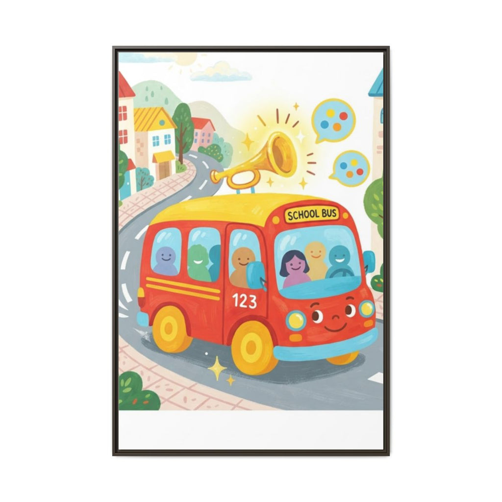 Matte Canvas - Framed Bus Town Canvas Art — Espresso / 1.25"...