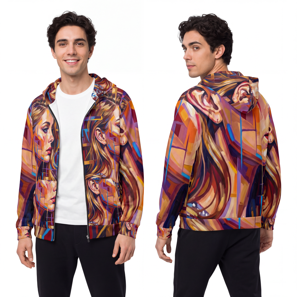 Men's Zip Hoodie - Shattered Elegance | Echovira Gallery