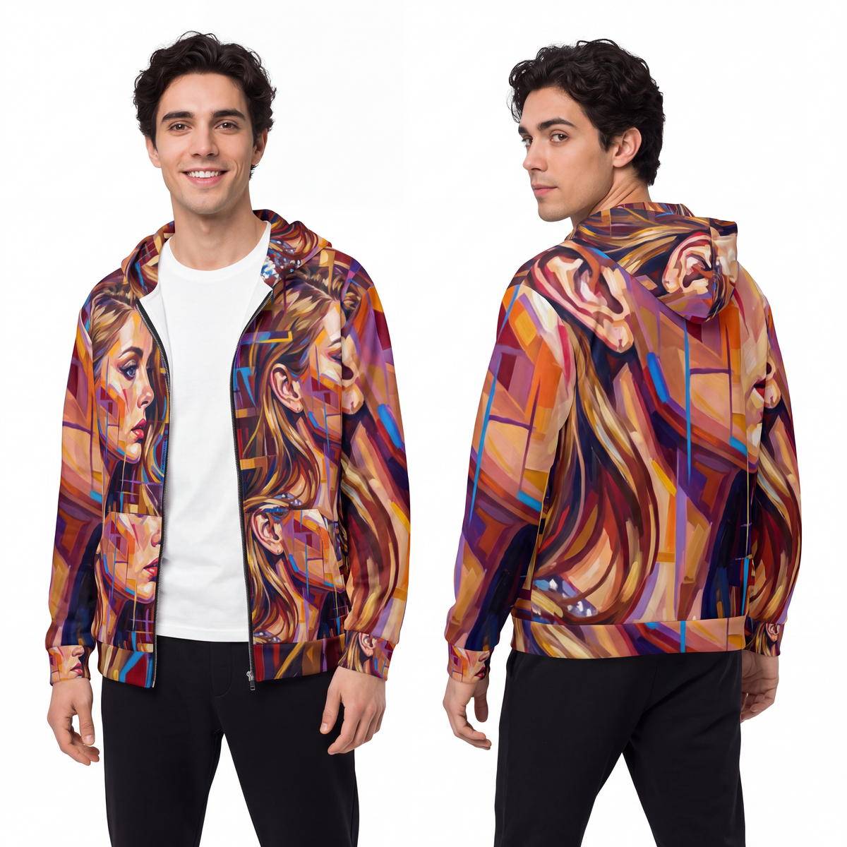 Men's Zip Hoodie - Shattered Elegance | Echovira Gallery