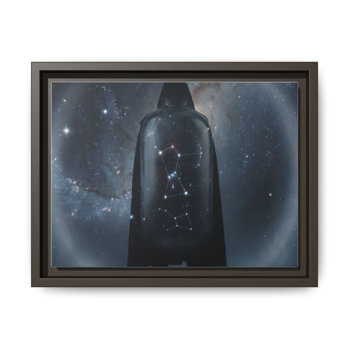 Framed Matte Canvas - Cosmic Sentinel — Espresso / 1.25" (10×8, 12×9, 14×11, 16×12, 20×10, 18×12, 20×16, 24×16, 24×18, 36×12, 24×20, 32×16, 30×20, 30×24, 32×24, 48×16, 36×24, 48×24, 40×30, 60×20, 48×32, 60×30 & 60×40)