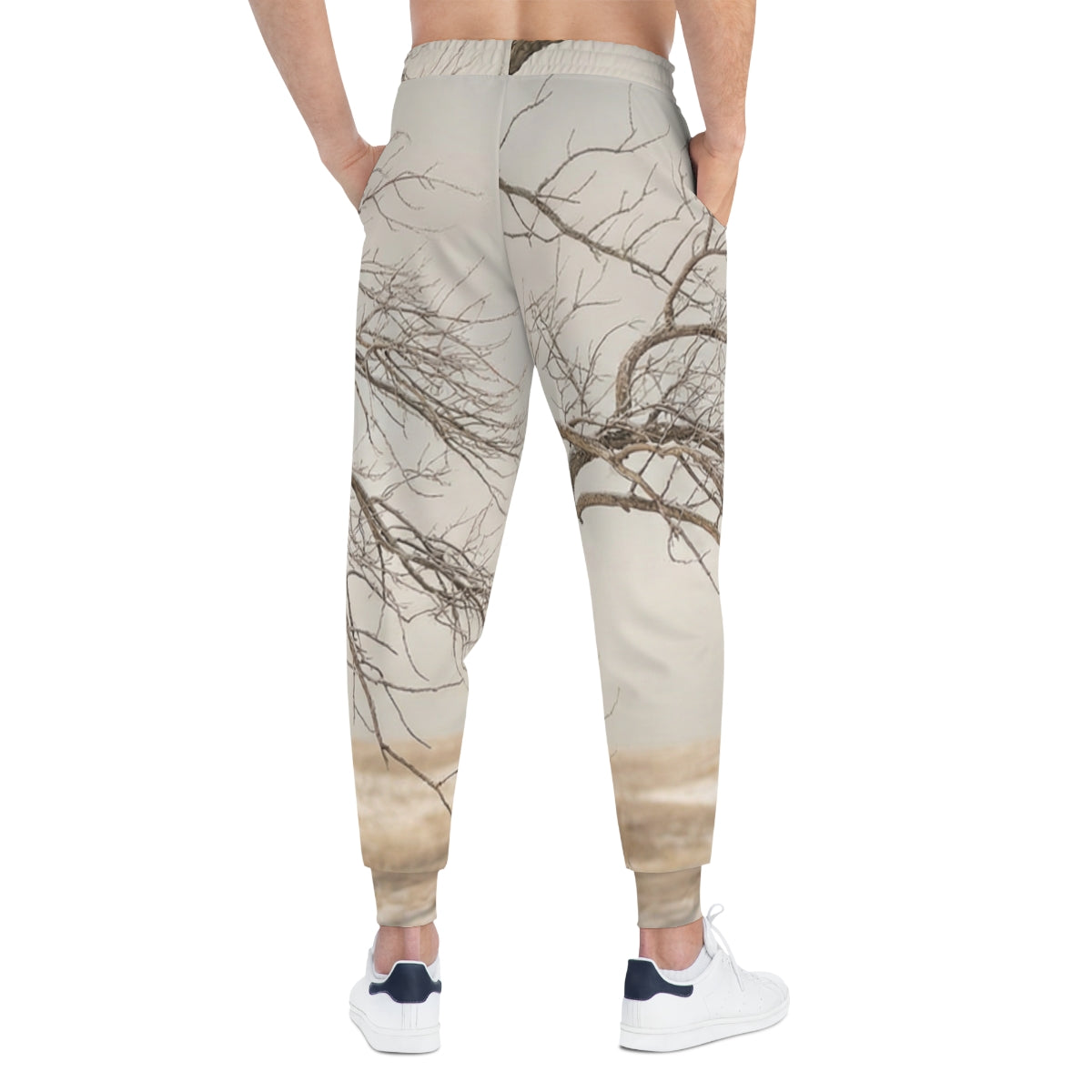 Men's Athletic Joggers - Silent Branches Winter Landscape......
