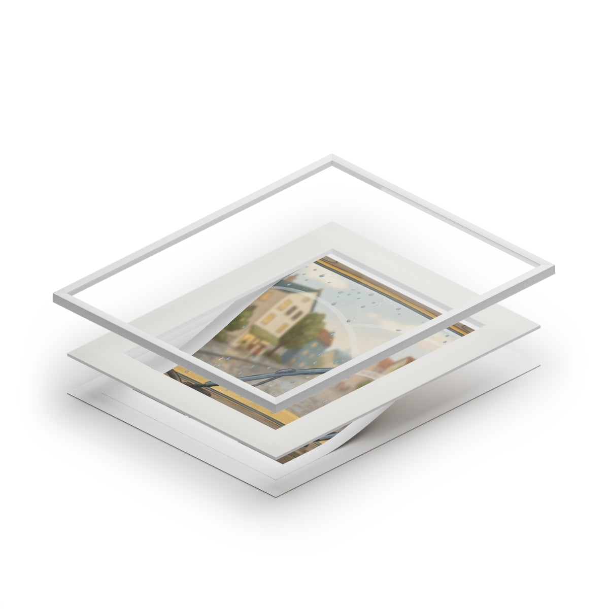 Passepartout Framed Print - Rainy Bus Ride — Portrait (11×14...