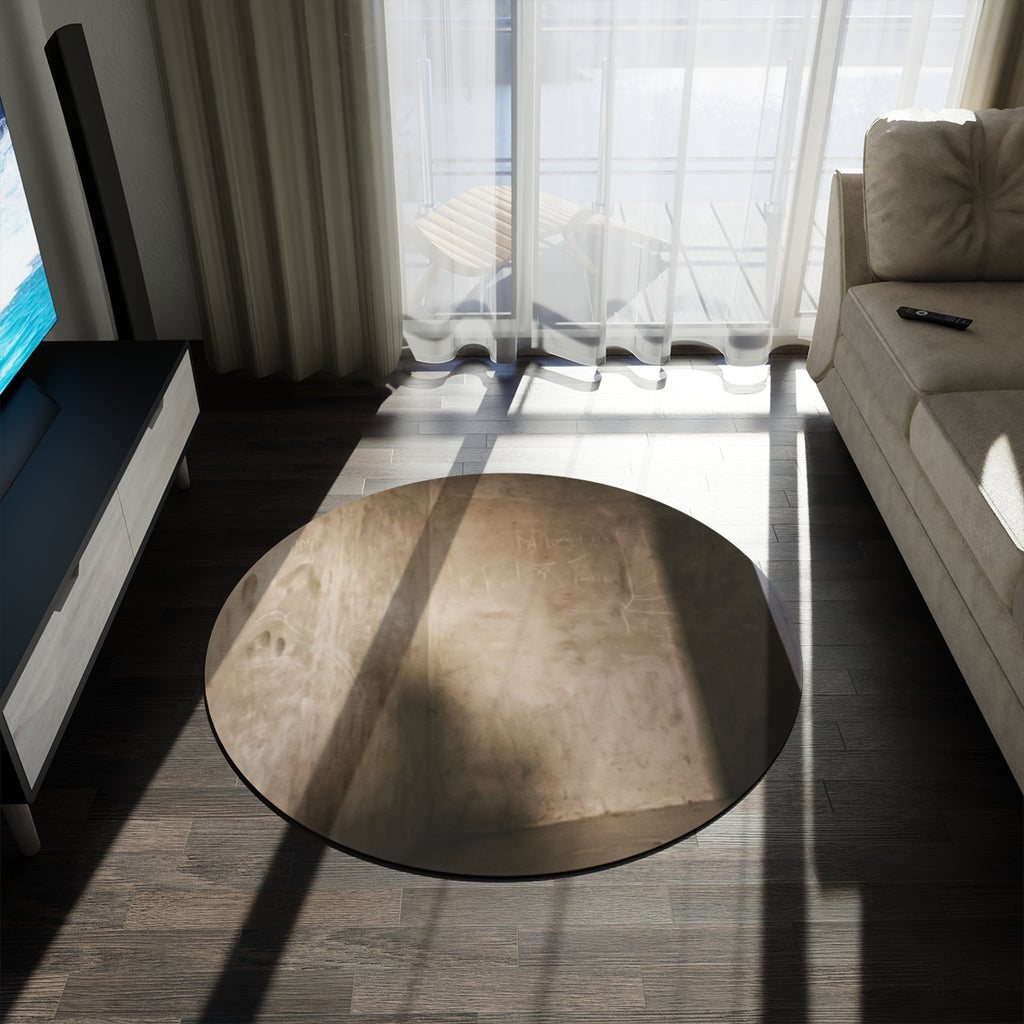 Round Rug - Shadows of the Citadel moody architectural print...
