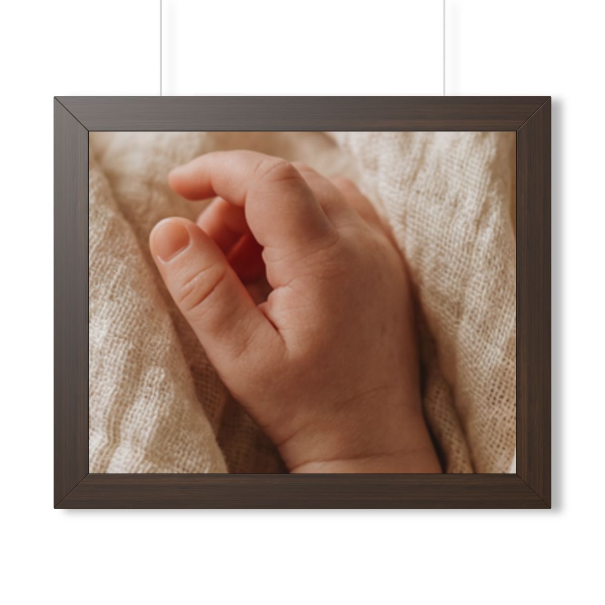 Framed Horizontal Poster - Tender Newborn Hand in Soft... |...