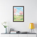 Framed Vertical Poster - Spring Blossom Meadow Art — Walnut...
