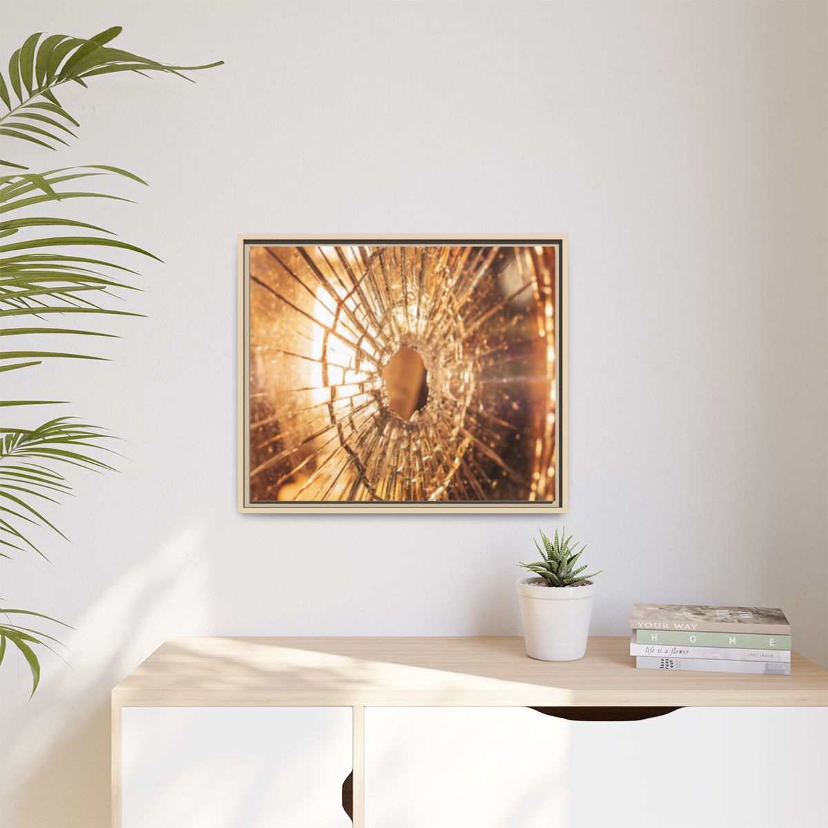 Matte Canvas, Framed - Golden Fractured Art — Natural /... |...