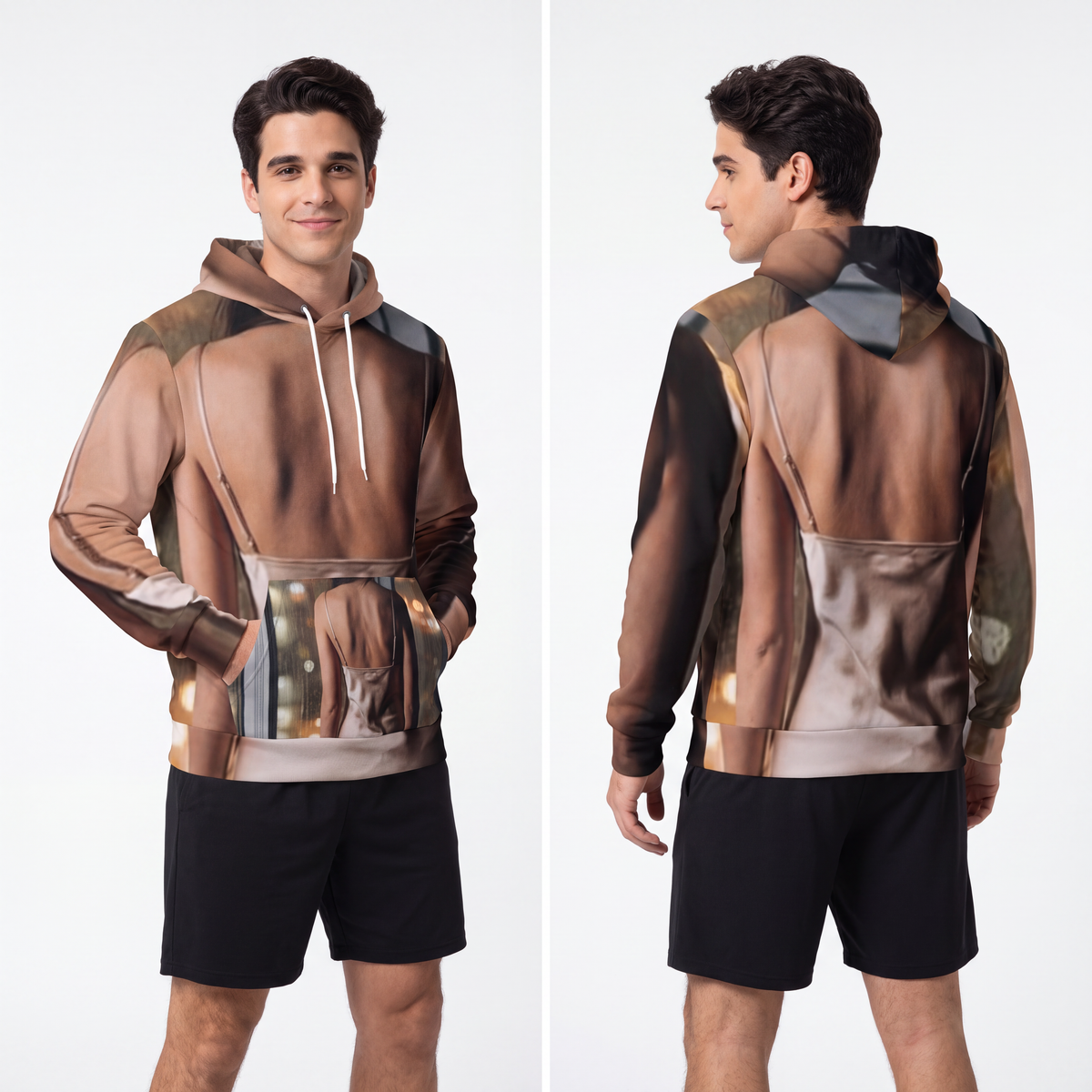 Men's Fashion Hoodie - Rainy City Lights | Echovira Gallery