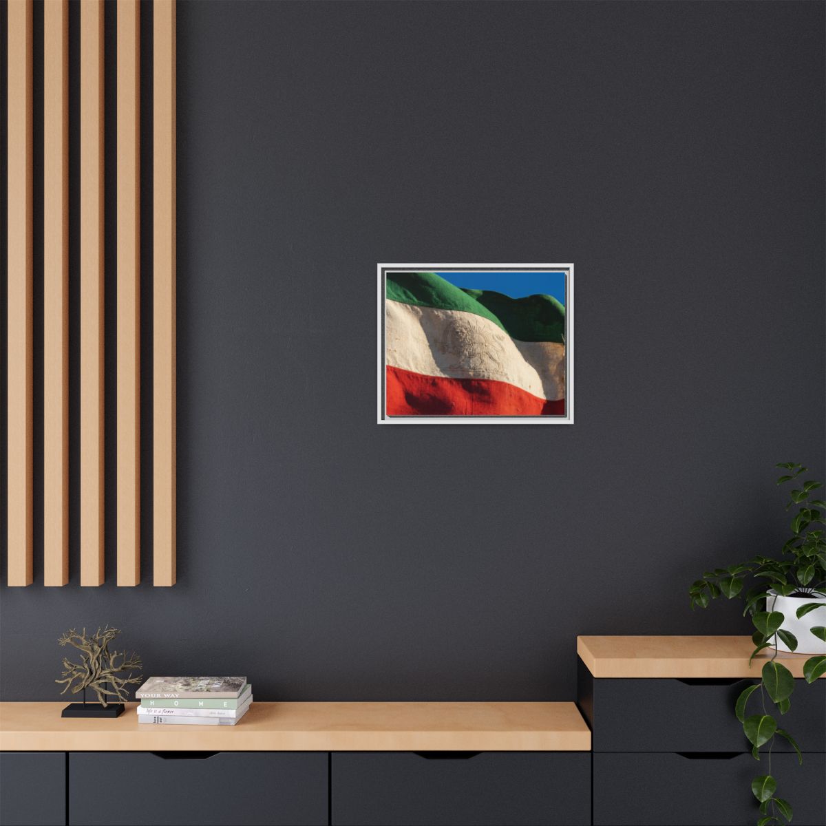 Framed Canvas Art - Distressed Flag — White / 1.25"