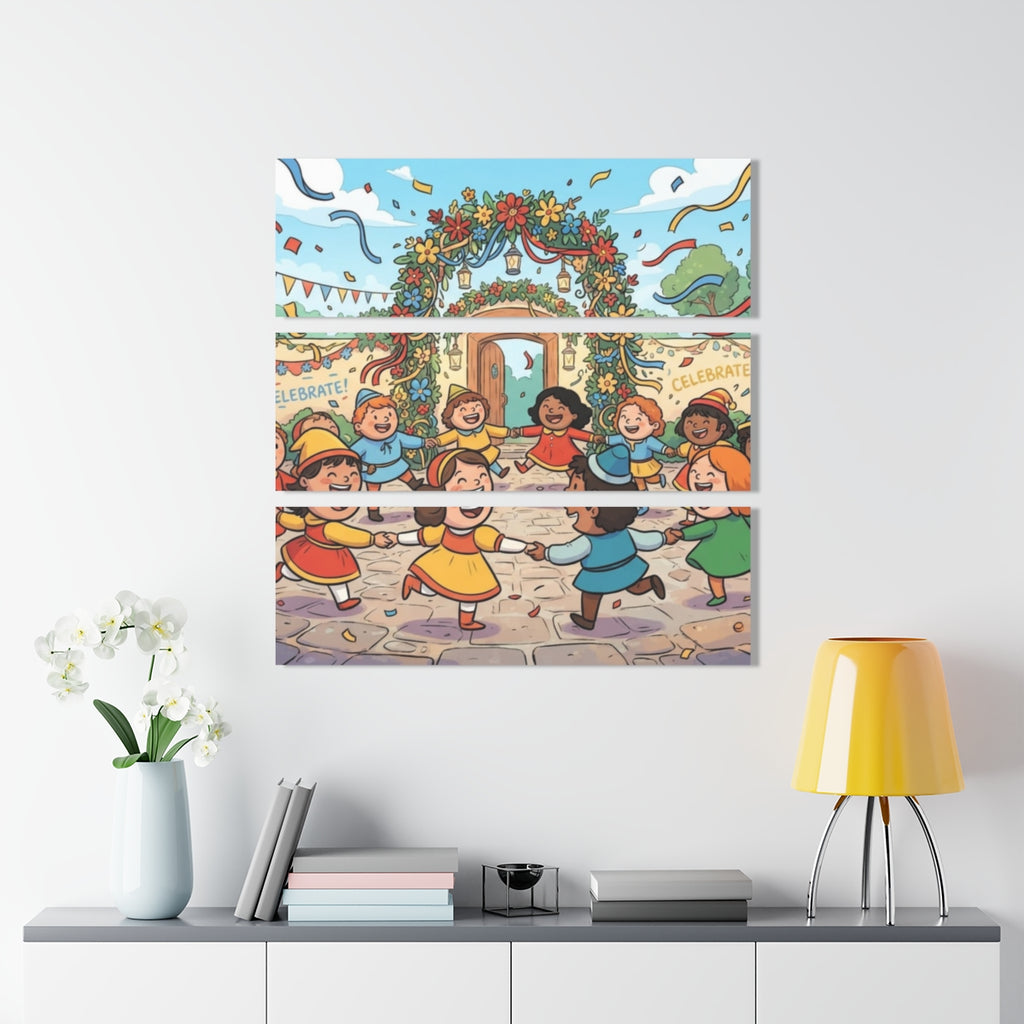 Acrylic Prints Triptych - Courtyard Celebration — Landscape...