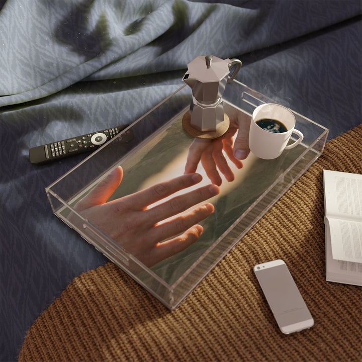 Acrylic Serving Tray - The Infinite Touch | Ethereal Coastal Art