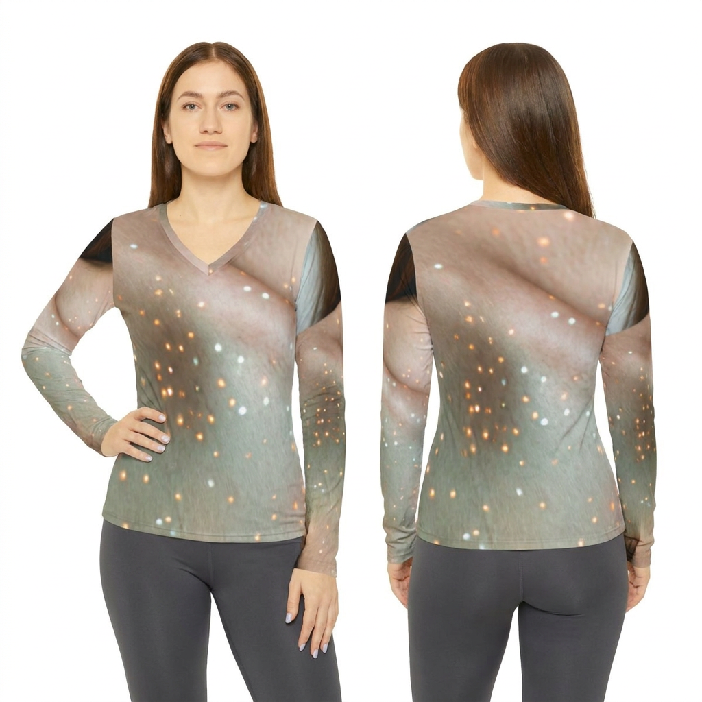Women's Long Sleeve V-Neck Shirt Celestial Art