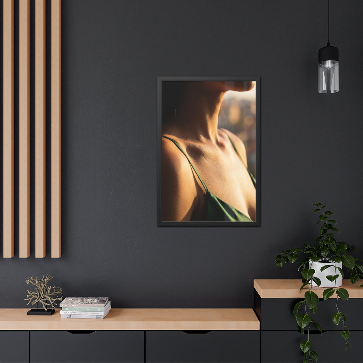 Golden Hour Framed Poster - Elegant Sunkissed Art — Portrait...