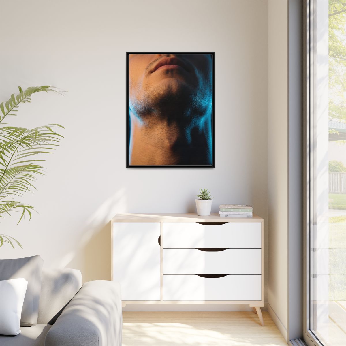 Matte Canvas, Framed - Neon Shadows Cinematic Portrait Art...