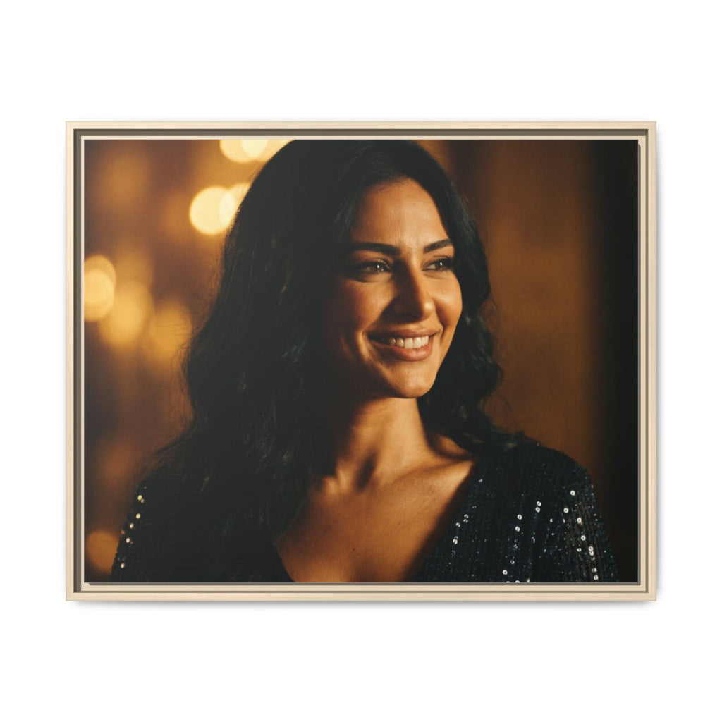 Framed Canvas Art - Golden Glamour — Natural / 1.25"