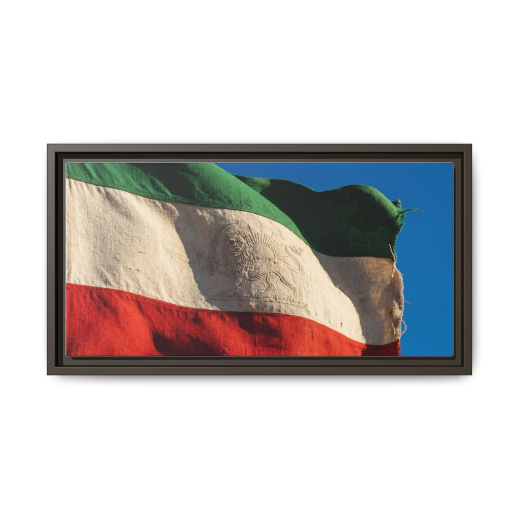 Gerahmte Leinwandkunst – Distressed Flag – Espresso / 3,18 cm