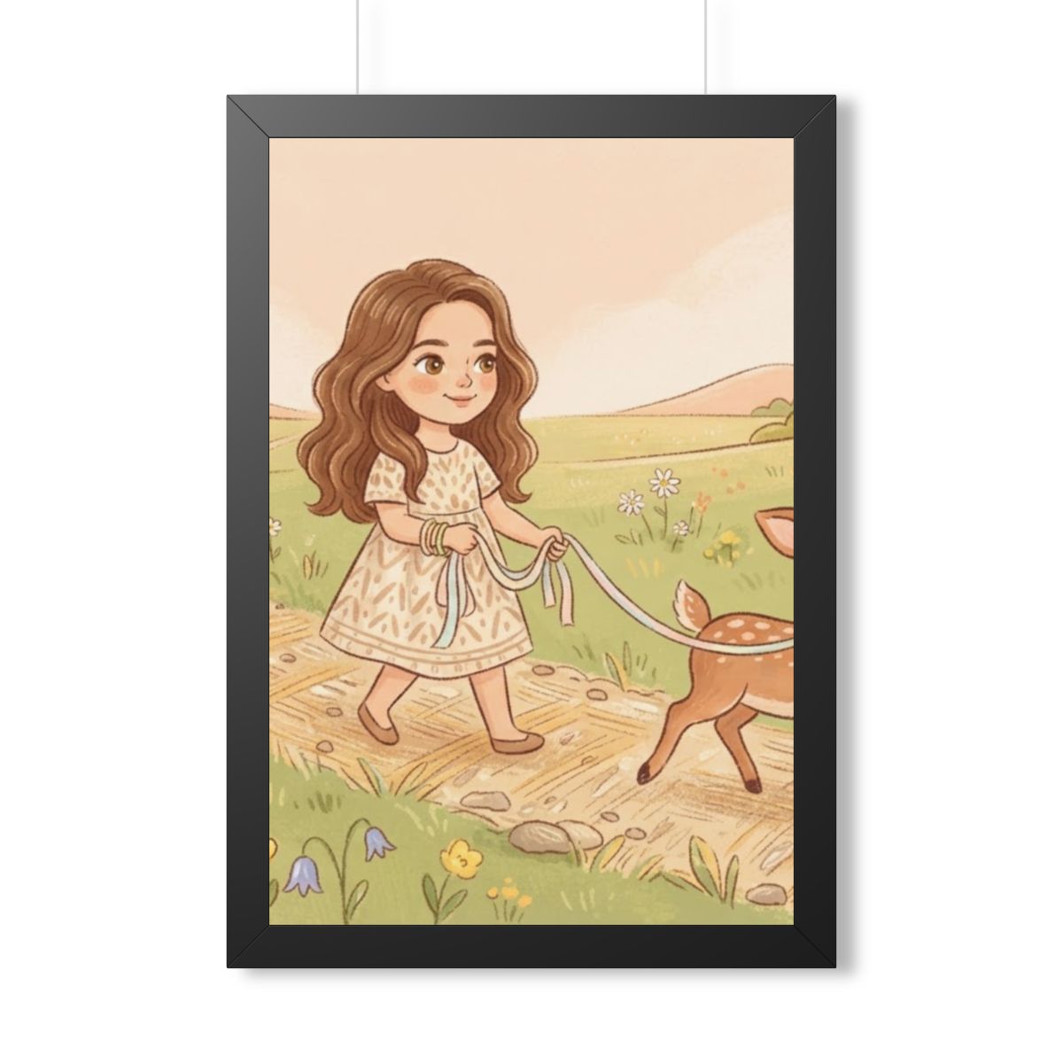 Framed Vertical Poster - Meadow Walk Fawn — Black (11×14......