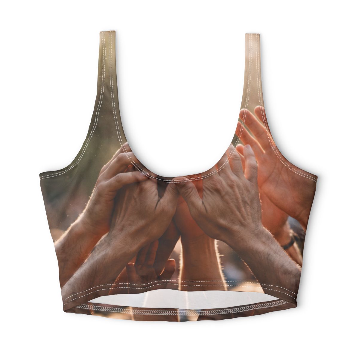 Polyester Sports Bra - Golden Rays of Unity Wall Art |...