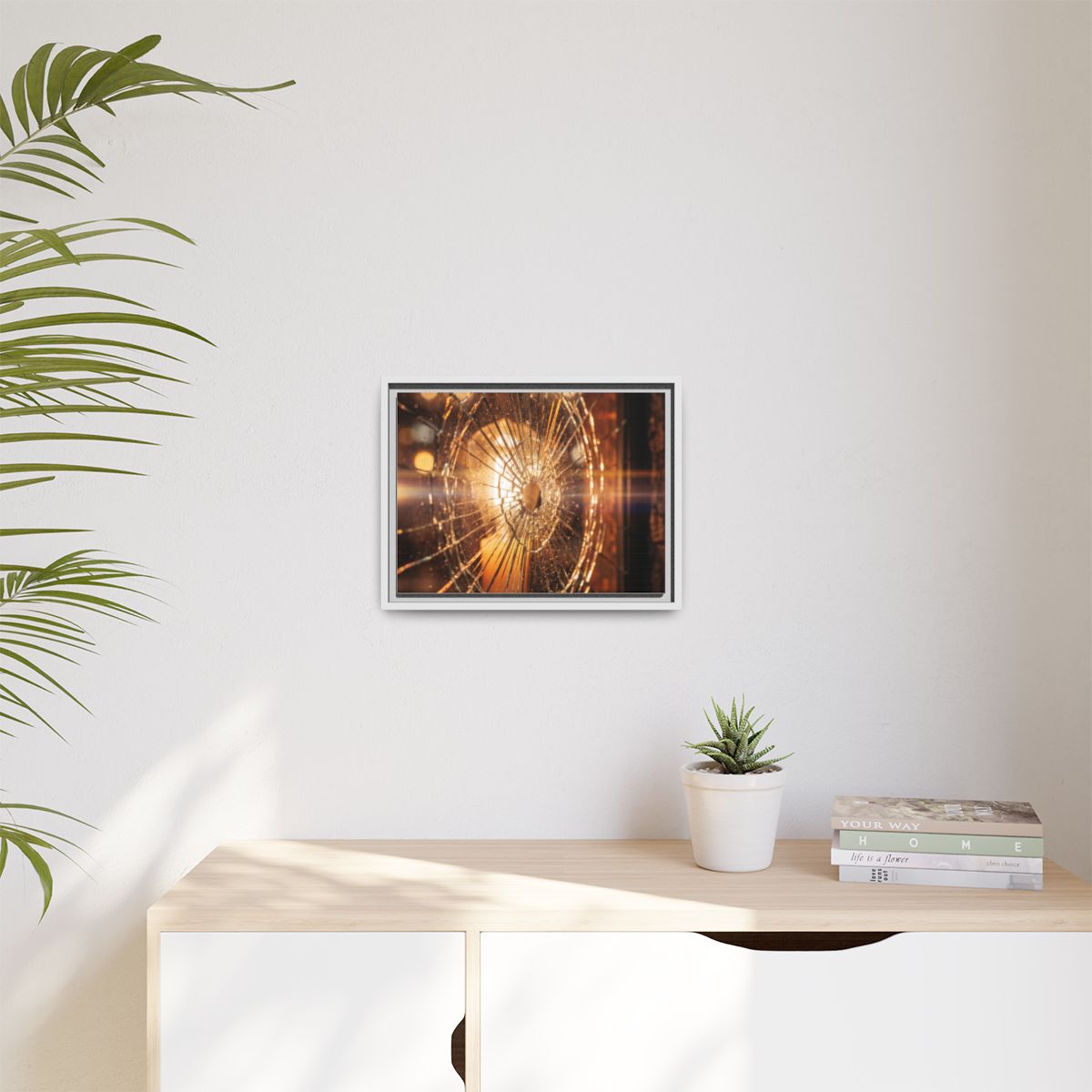 Matte Canvas, Framed - Golden Fractured Art — White / 1.25"...