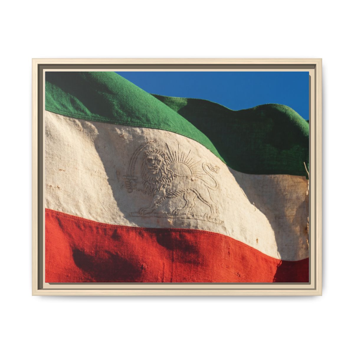 Framed Canvas Art - Distressed Flag — Natural / 1.25"