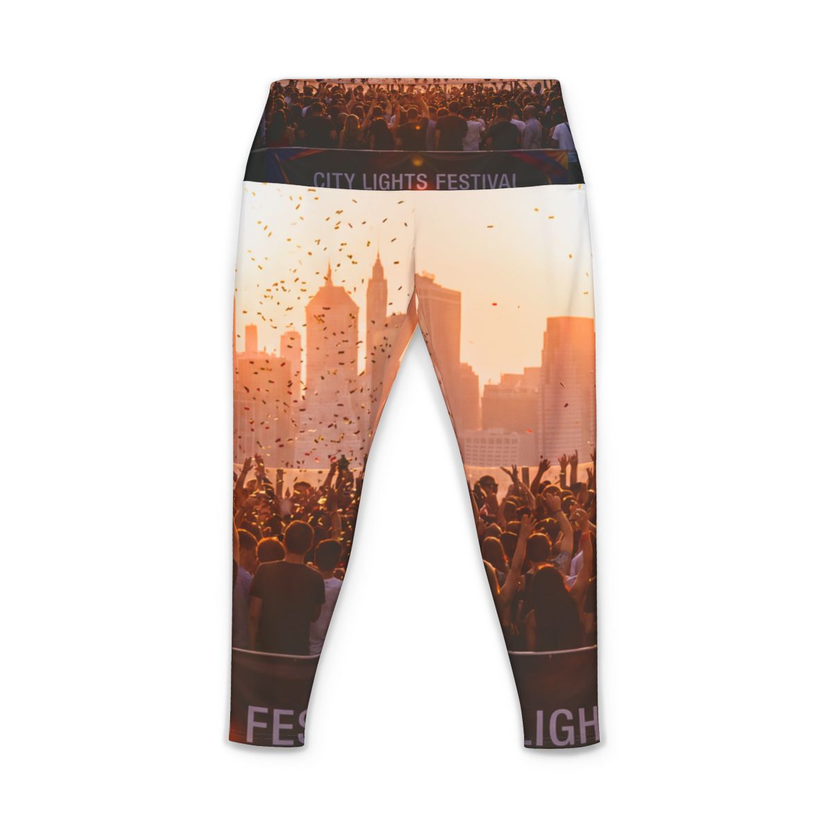 Women's Yoga Pants - City Lights Festival | Echovira Gallery