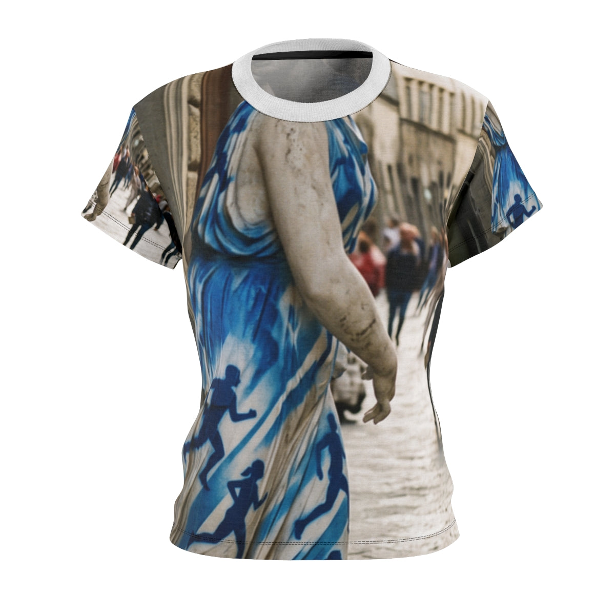 Women's Tee with Classical Statue Street Art