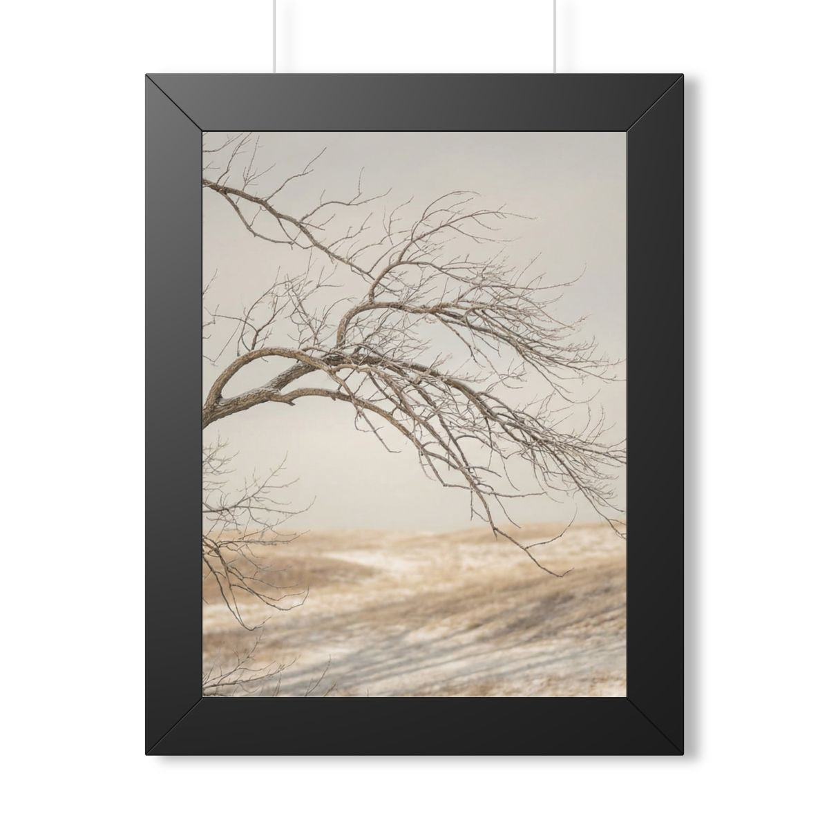 Framed Vertical Poster - Winter Branch Solitude Landscape —...