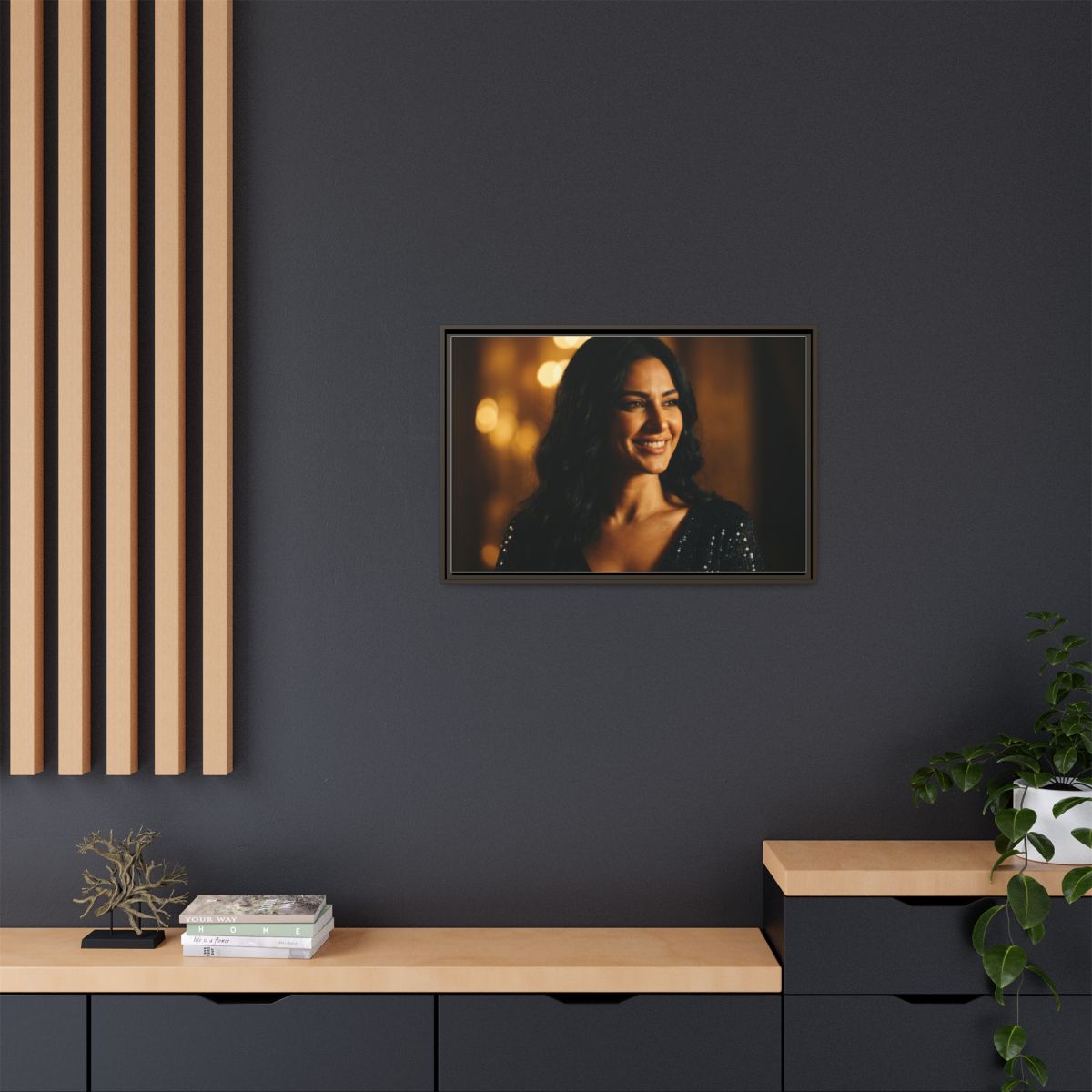 Framed Canvas Art - Golden Glamour — Espresso / 1.25"