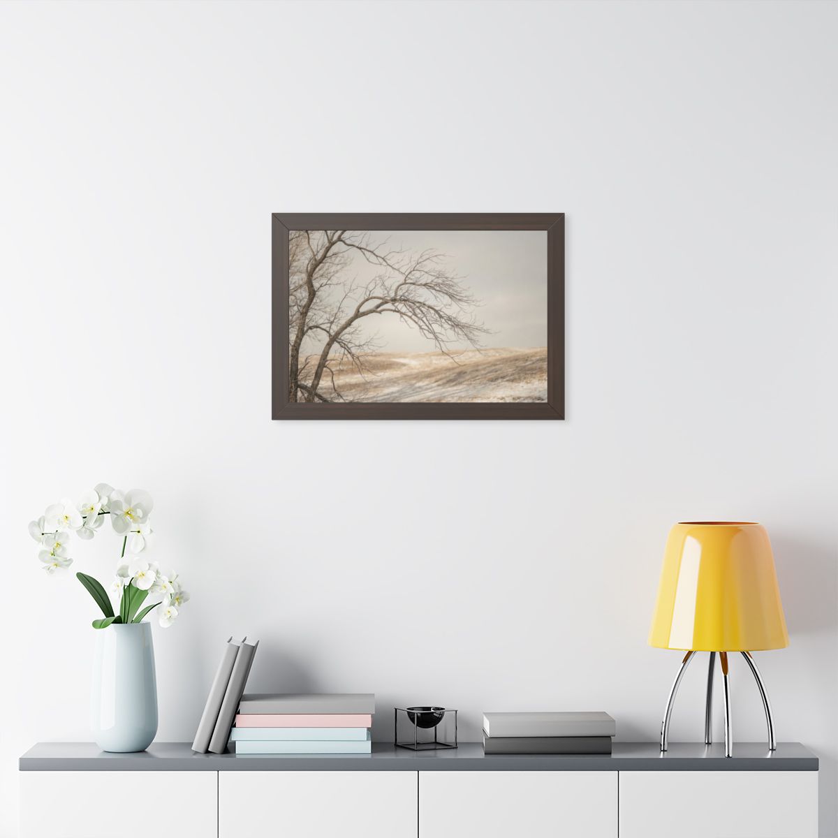 Framed Horizontal Poster - Winter Branch Solitude Landscape...