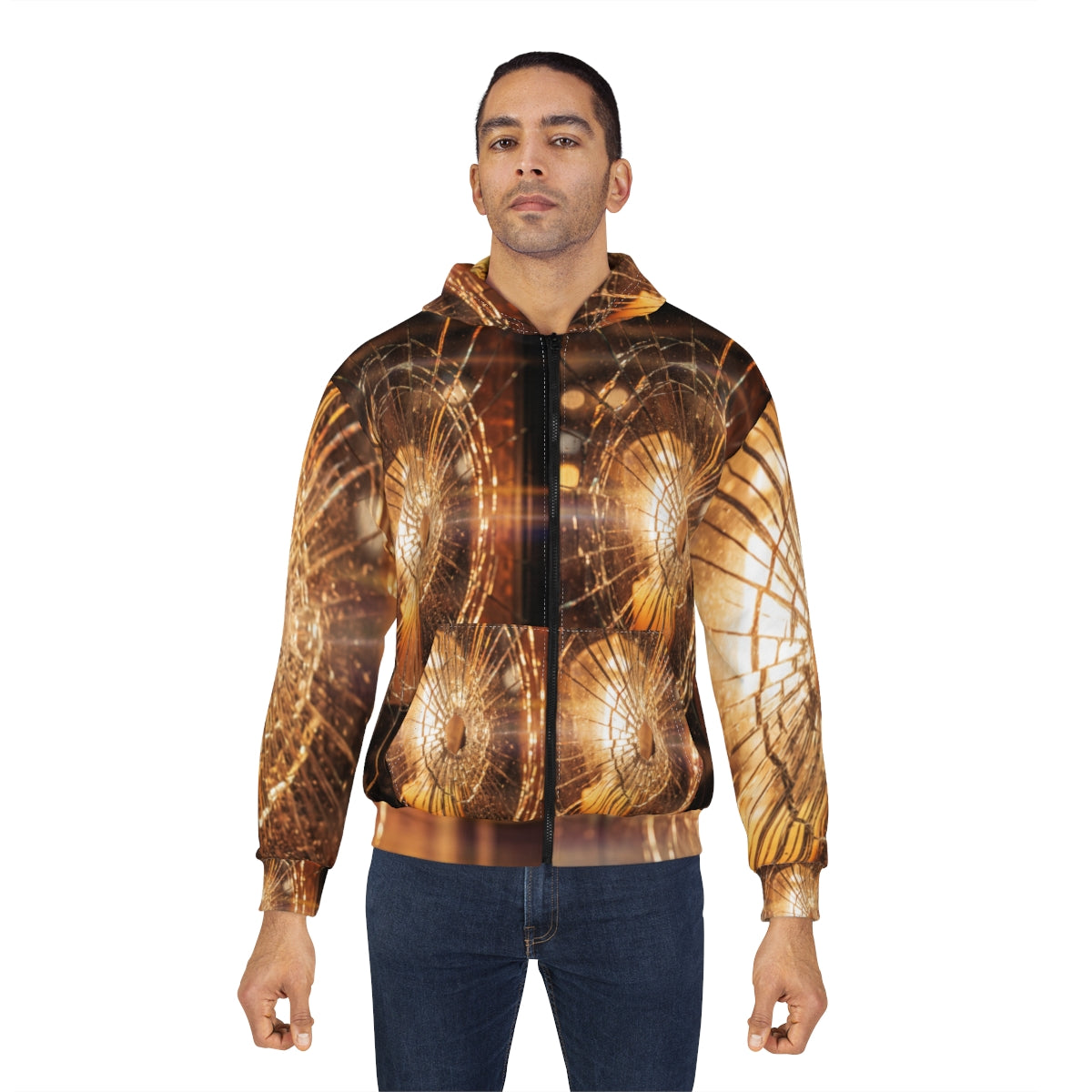 Unisex Zip Hoodie - Shattered Light and Golden Glow Fine Art...