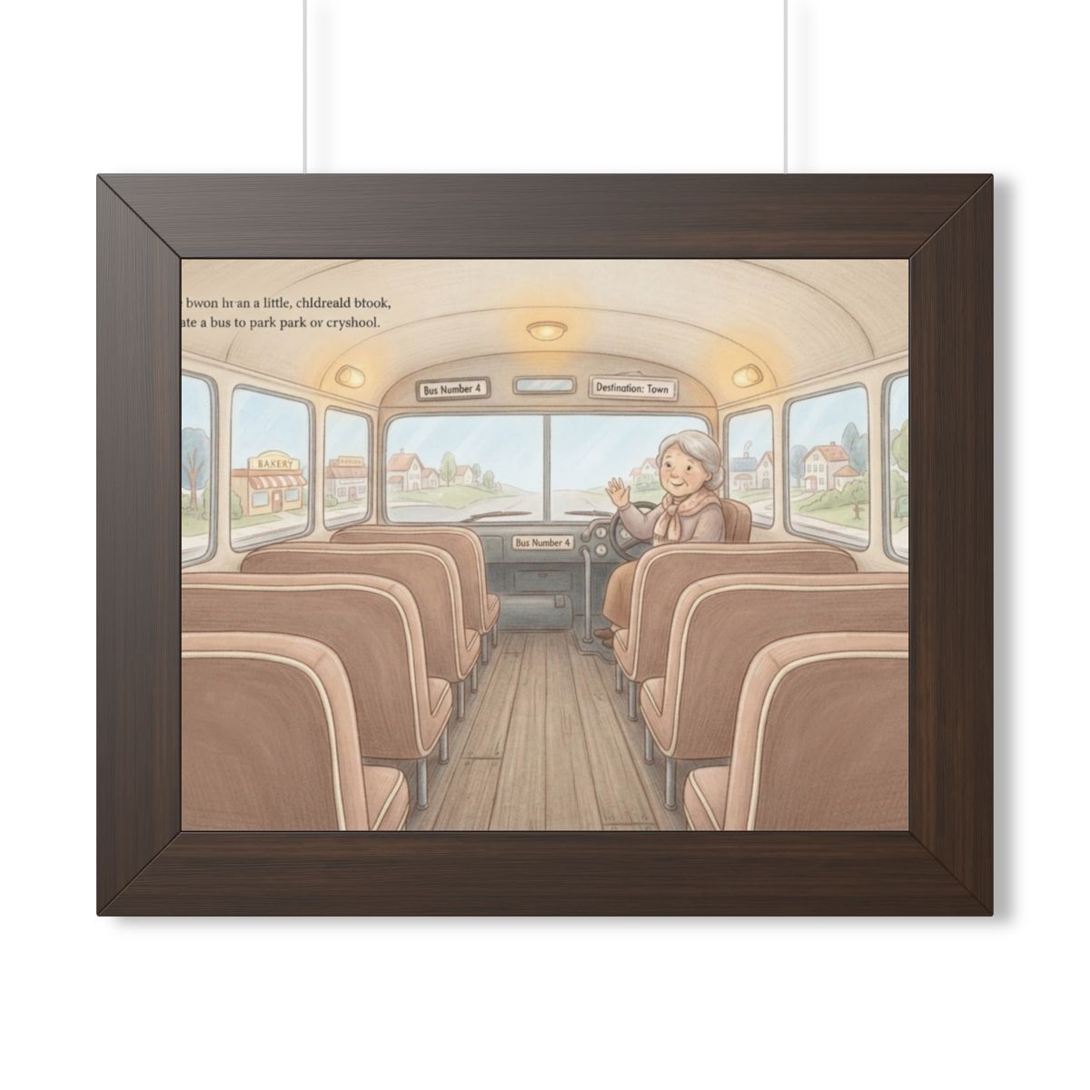 Framed Horizontal Poster - Storybook Bus Ride Whimsical Wall...