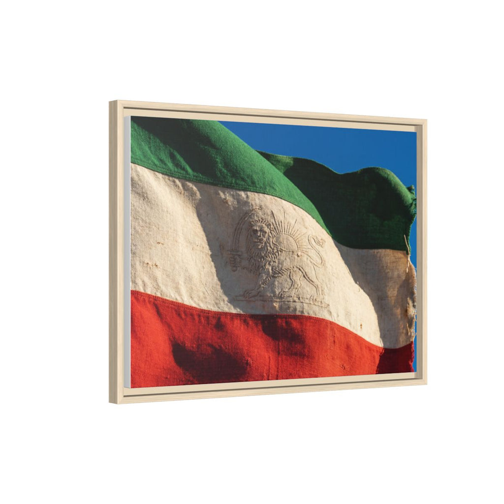 Framed Canvas Art - Distressed Flag — Natural / 1.25"