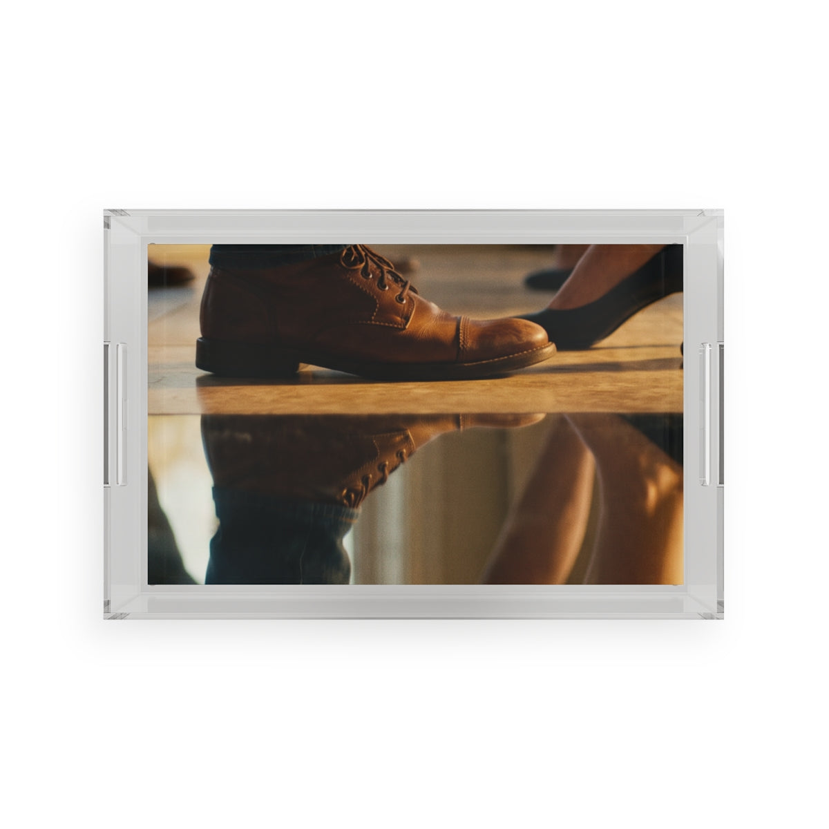Acrylic Serving Tray - Golden Hour Reflections Cinematic Art...