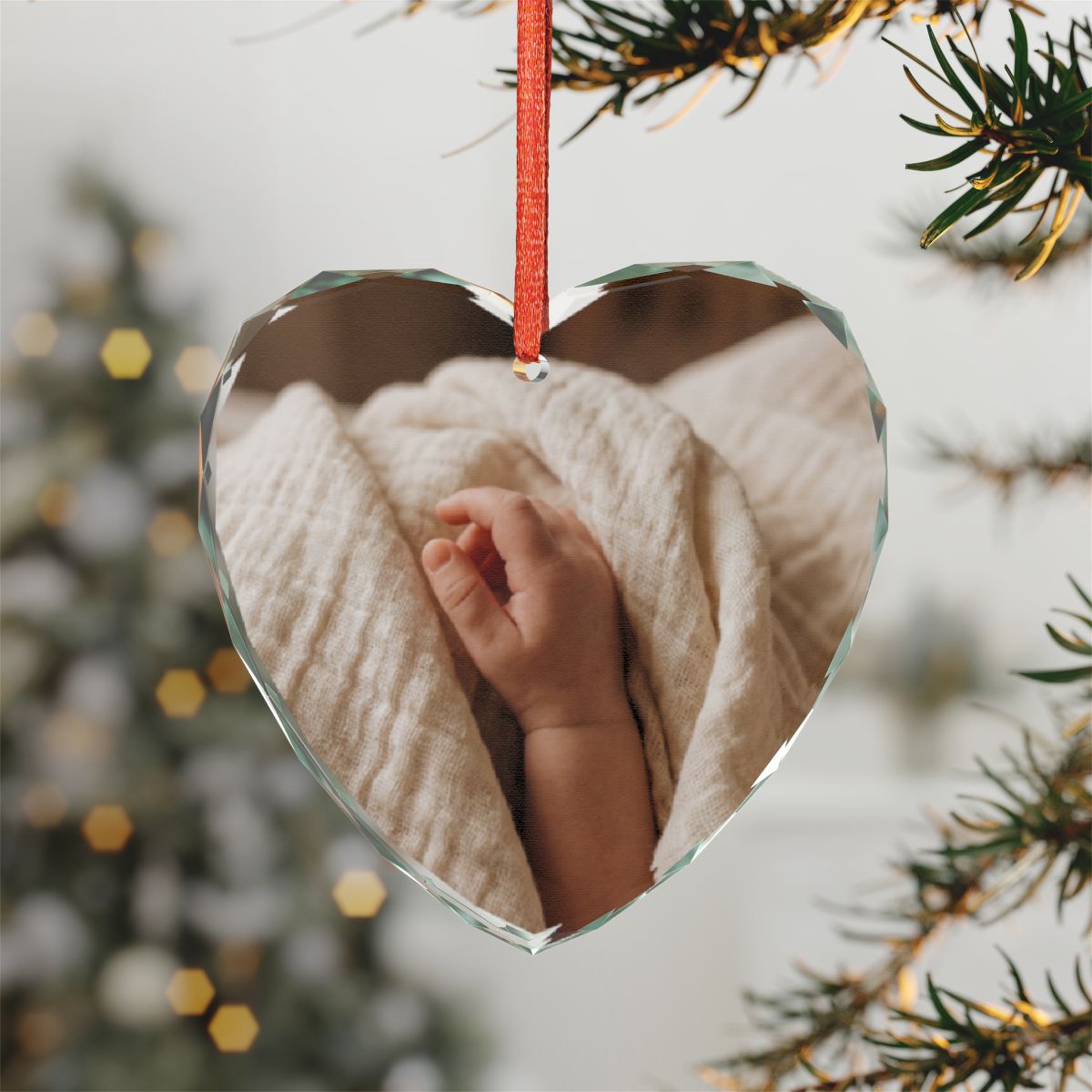Crystal Glass Ornament - Cozy Newborn Muslin Blanket Art |...