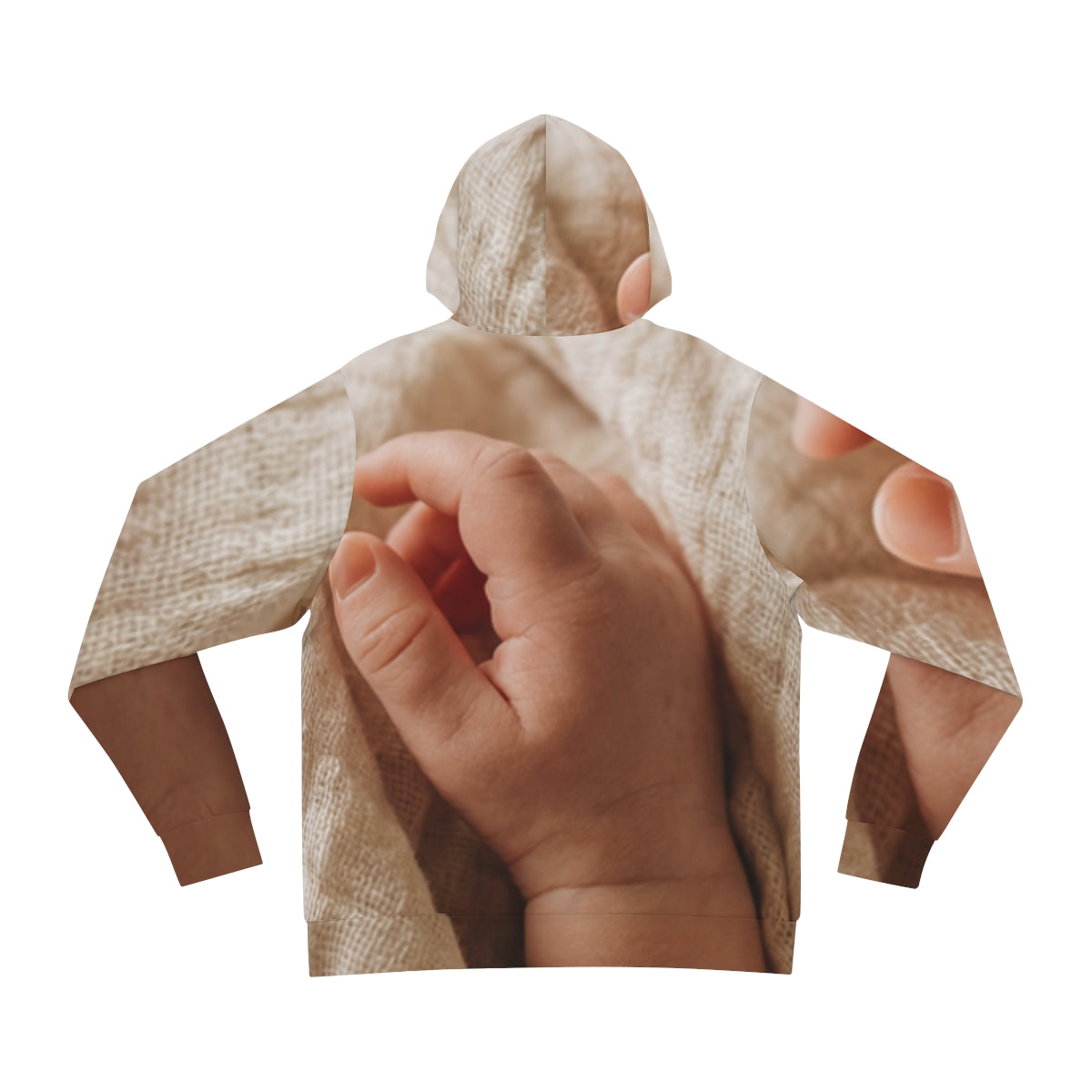 Fashion Hoodie - Tender Newborn Hand in Soft Muslin Blanket...