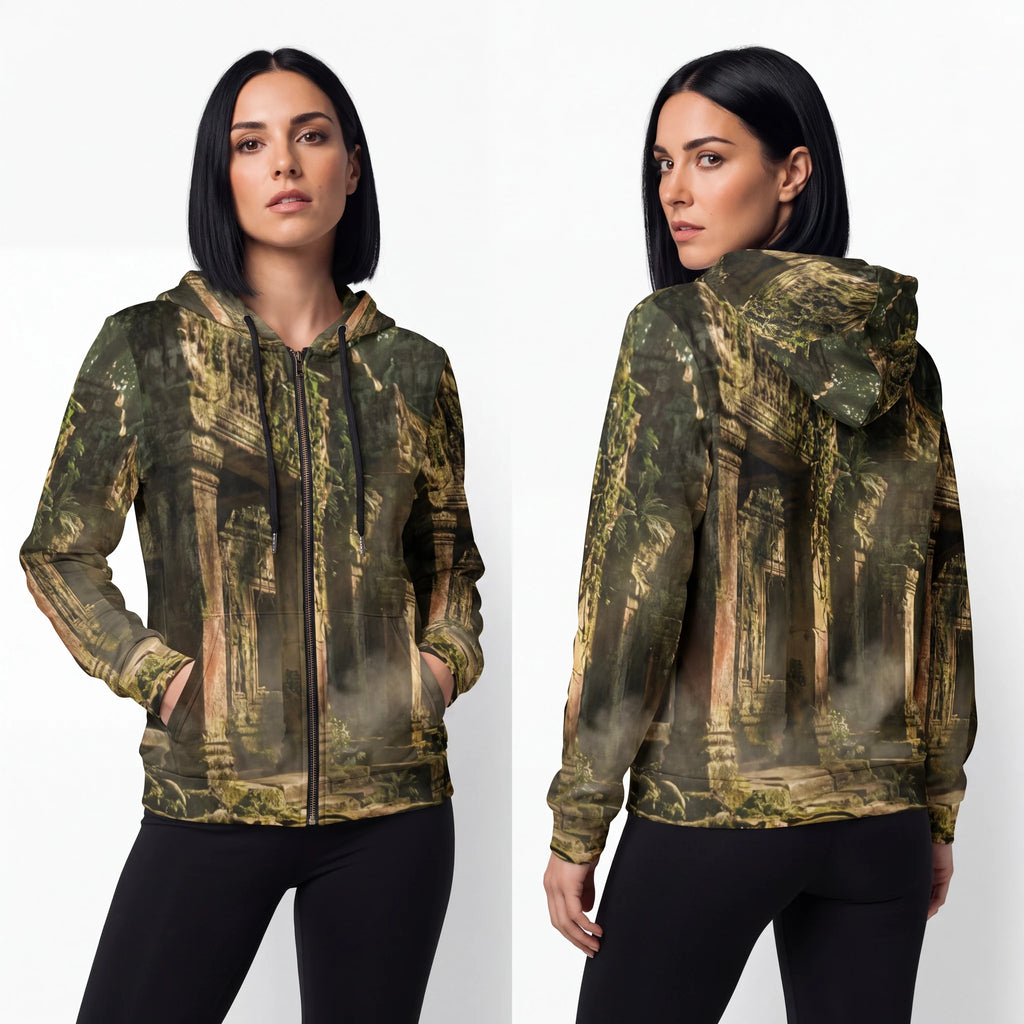 Women's Full-Zip Hoodie - Lost Ruins | Echovira Gallery