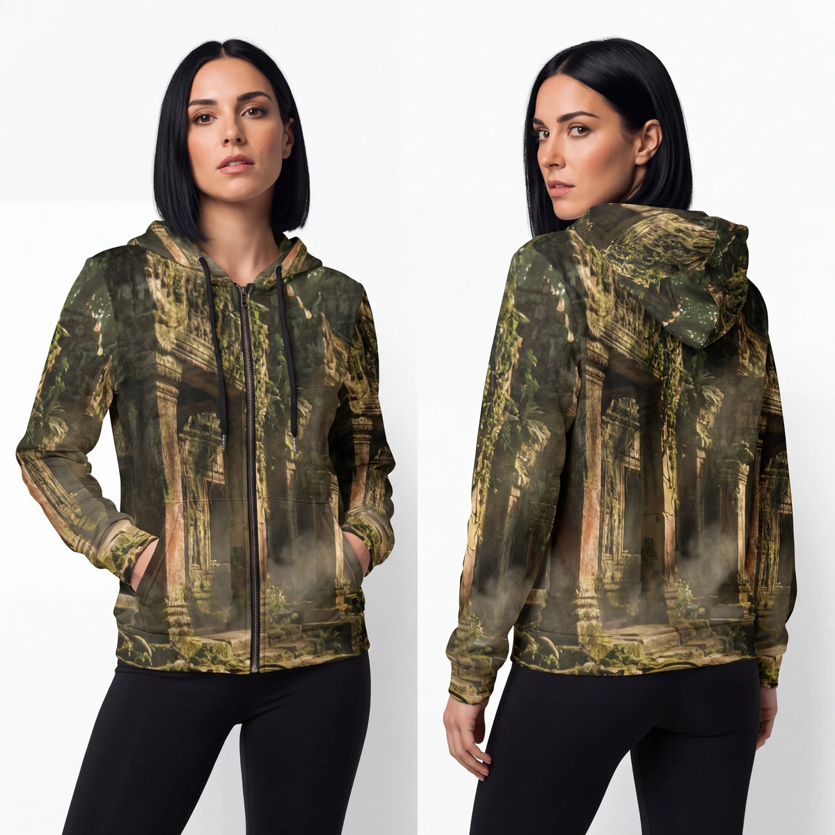 Women's Full-Zip Hoodie - Lost Ruins | Echovira Gallery