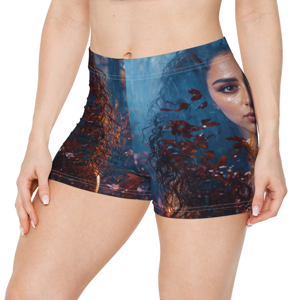 Women's Shorts with Autumn Portrait Art