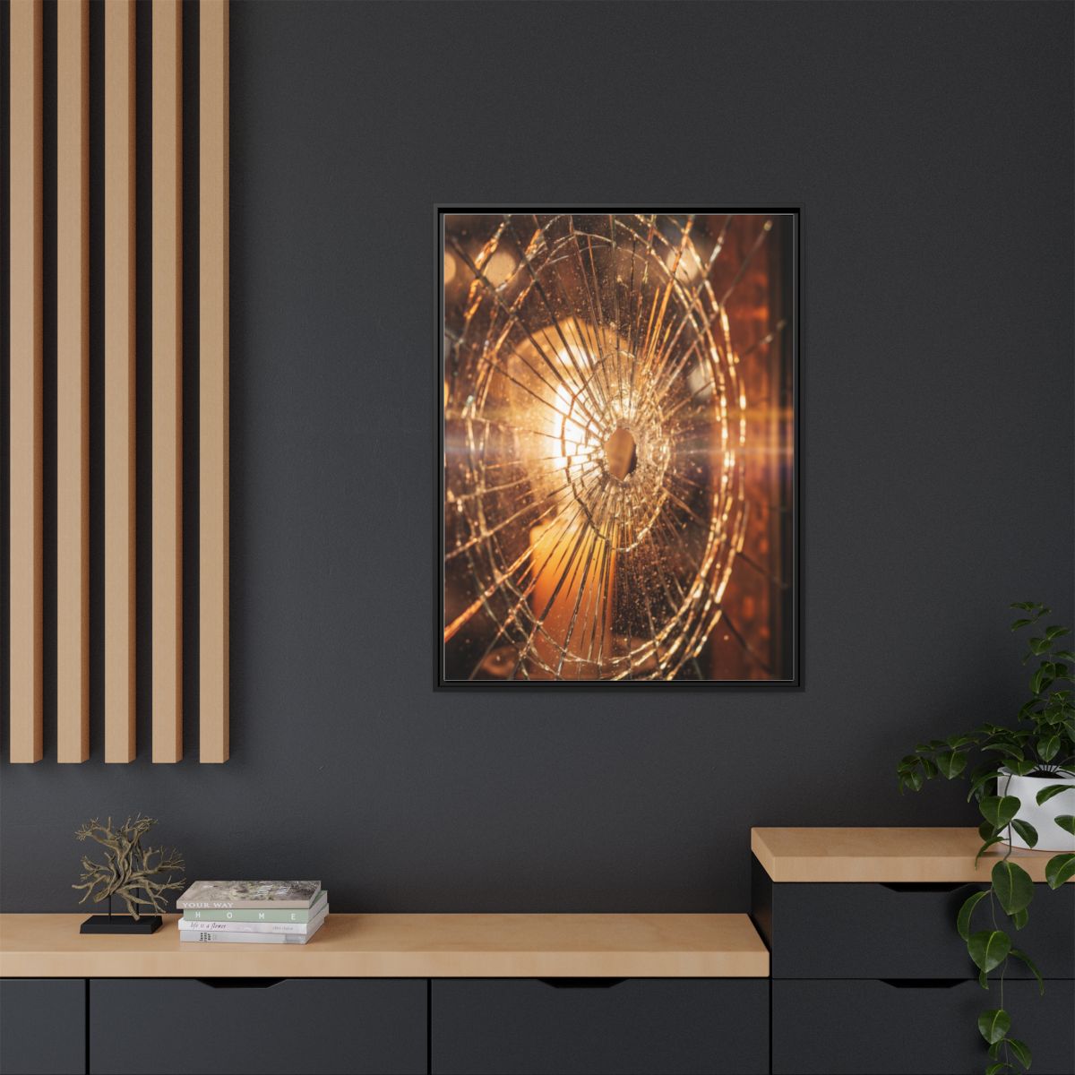 Matte Canvas, Framed - Golden Fractured Art — Black / 1.25"...