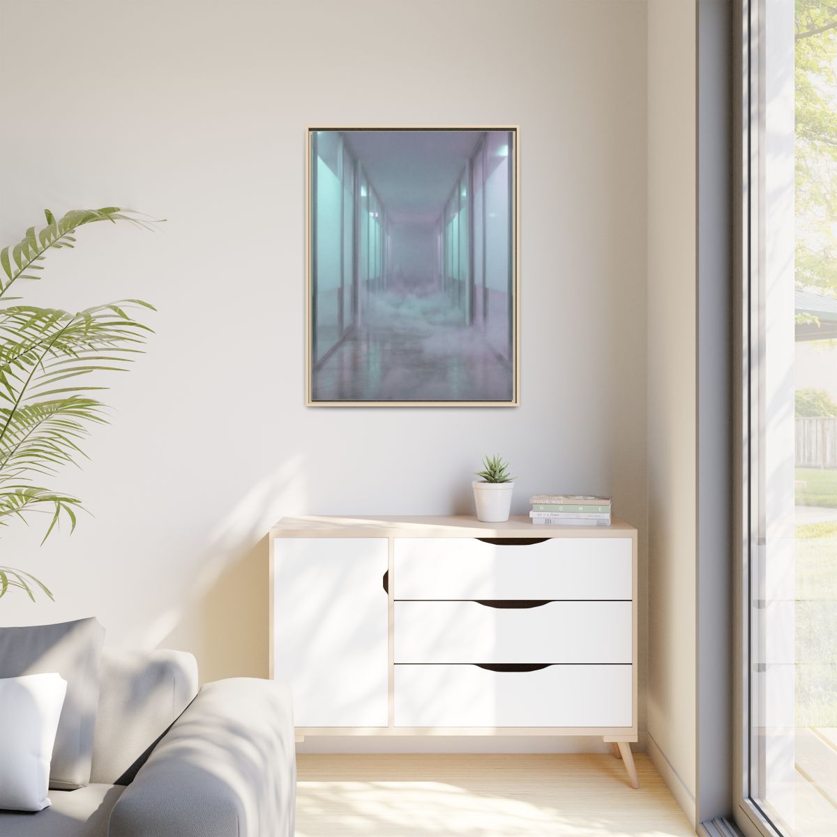 Matte Canvas, Framed - Liminal Corridor Fog Art Print —... |...